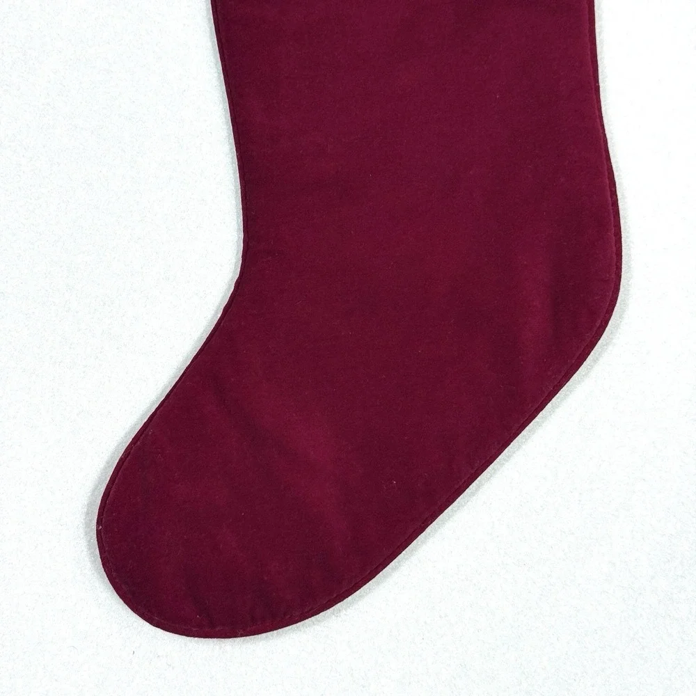 Vintage Christmas Stocking Needlepoint by Hand‎ Wool Velvet Santa Claus Presents